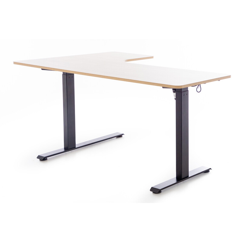 Výškově nastavitelný stůl UNIZDRAV 160x110 cm, hnědý dub – pravý roh