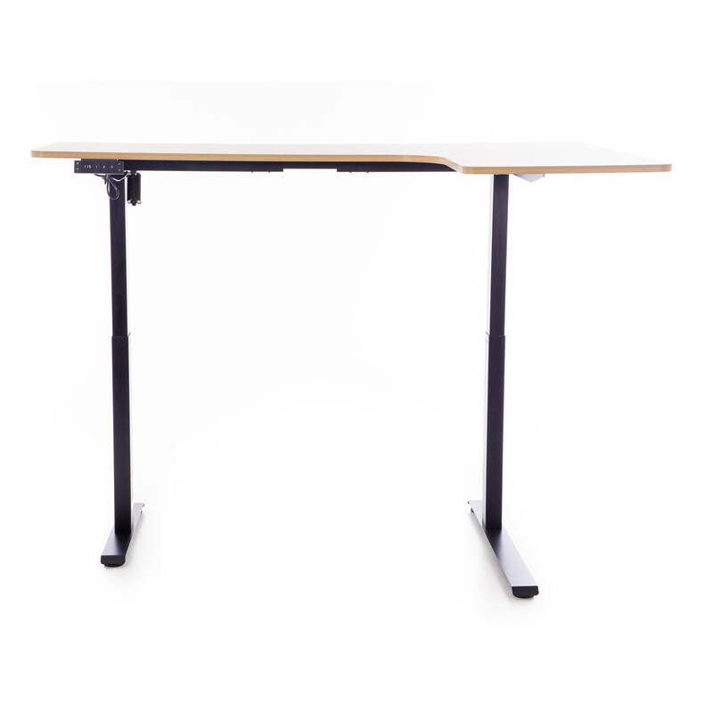 Výškově nastavitelný stůl UNIZDRAV 160x110 cm, hnědý dub – pravý roh