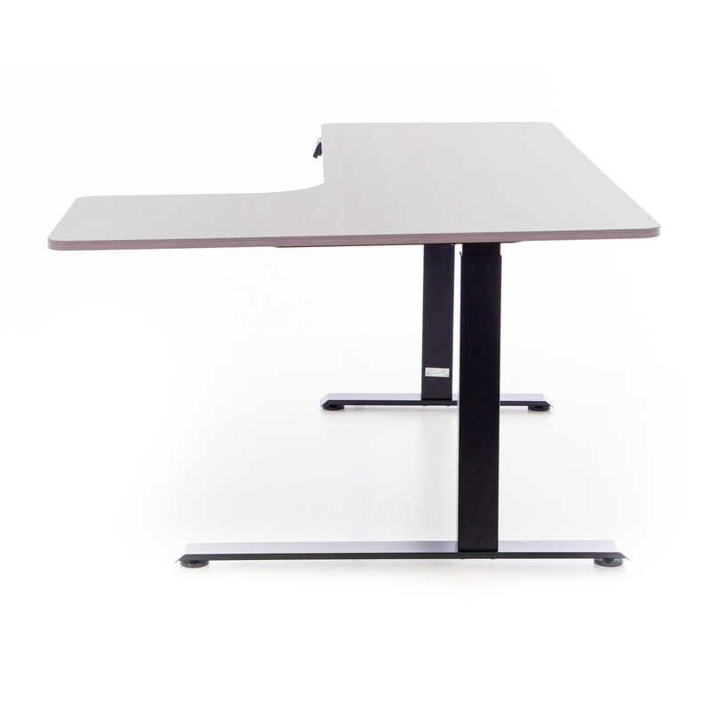 Výškově nastavitelný stůl UNIZDRAV 160x110 cm, šedý – pravý roh