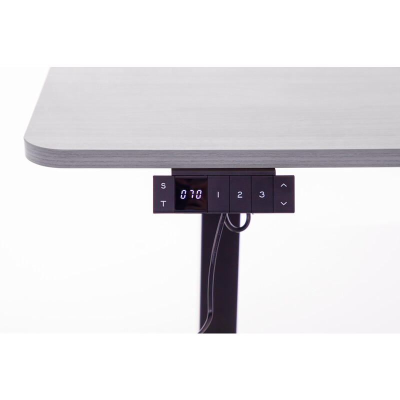 Výškově nastavitelný stůl UNIZDRAV 160x110 cm, šedý – pravý roh