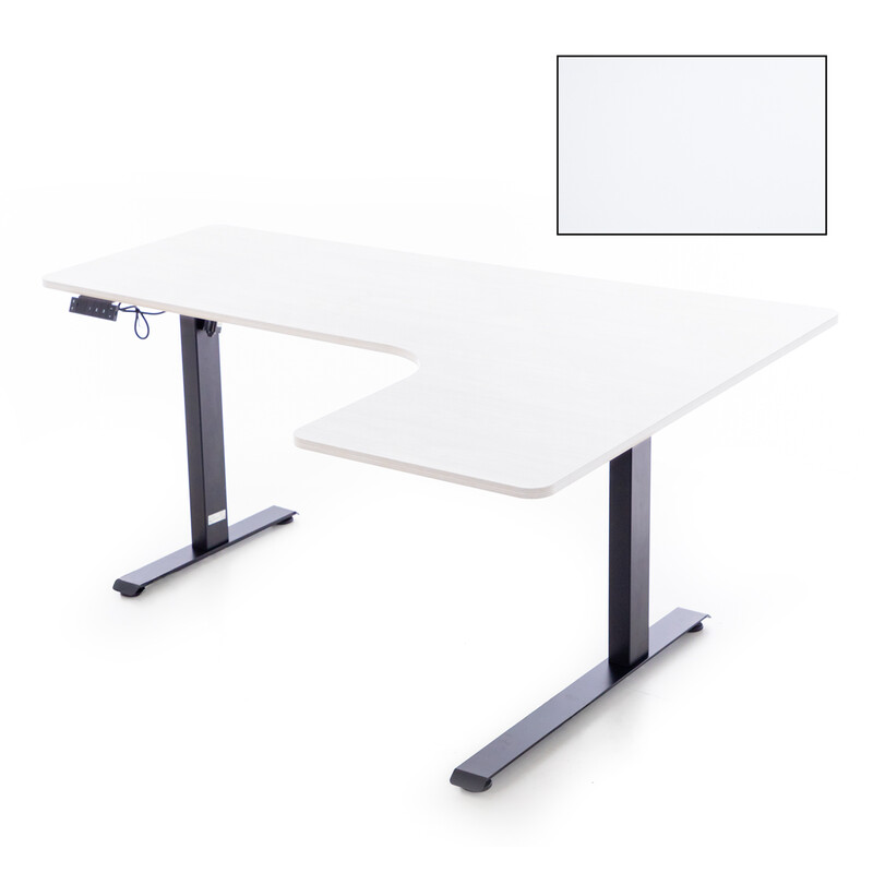 Výškově nastavitelný stůl UNIZDRAV 160x110 cm, bílý – pravý roh