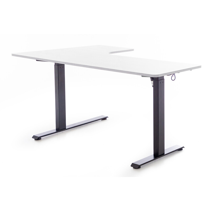 Výškově nastavitelný stůl UNIZDRAV 160x110 cm, bílý – pravý roh