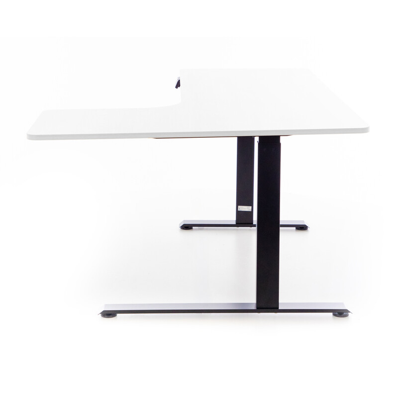Výškově nastavitelný stůl UNIZDRAV 160x110 cm, bílý – pravý roh