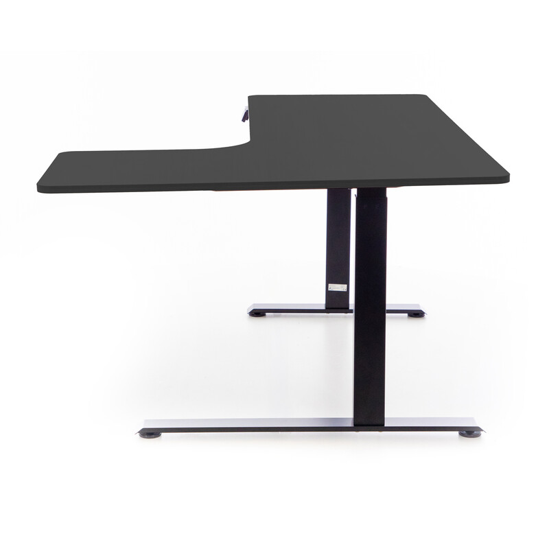 Výškově nastavitelný stůl UNIZDRAV 160x110 cm, černý – pravý roh
