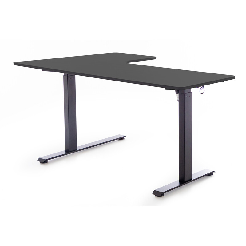 Výškově nastavitelný stůl UNIZDRAV 160x110 cm, černý – pravý roh