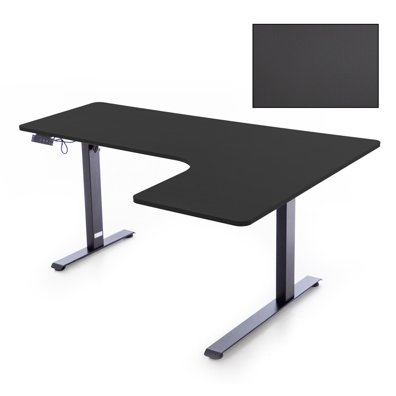 Výškově nastavitelný stůl UNIZDRAV 160x110 cm, černý – pravý roh