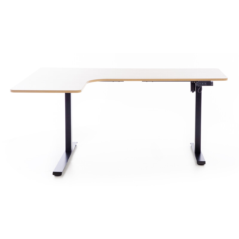 Výškově nastavitelný stůl UNIZDRAV 160x110 cm, hnědý dub – levý roh