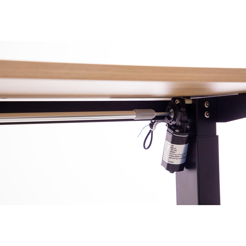 Výškově nastavitelný stůl UNIZDRAV 160x110 cm, hnědý dub – levý roh