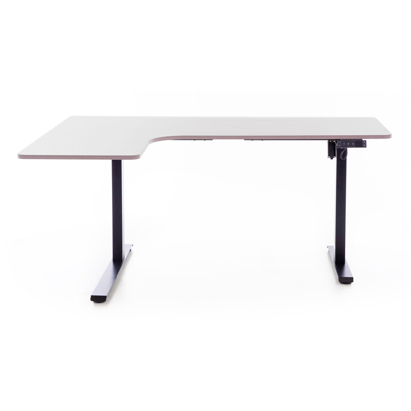 Výškově nastavitelný stůl UNIZDRAV 160x110 cm, šedý – levý roh