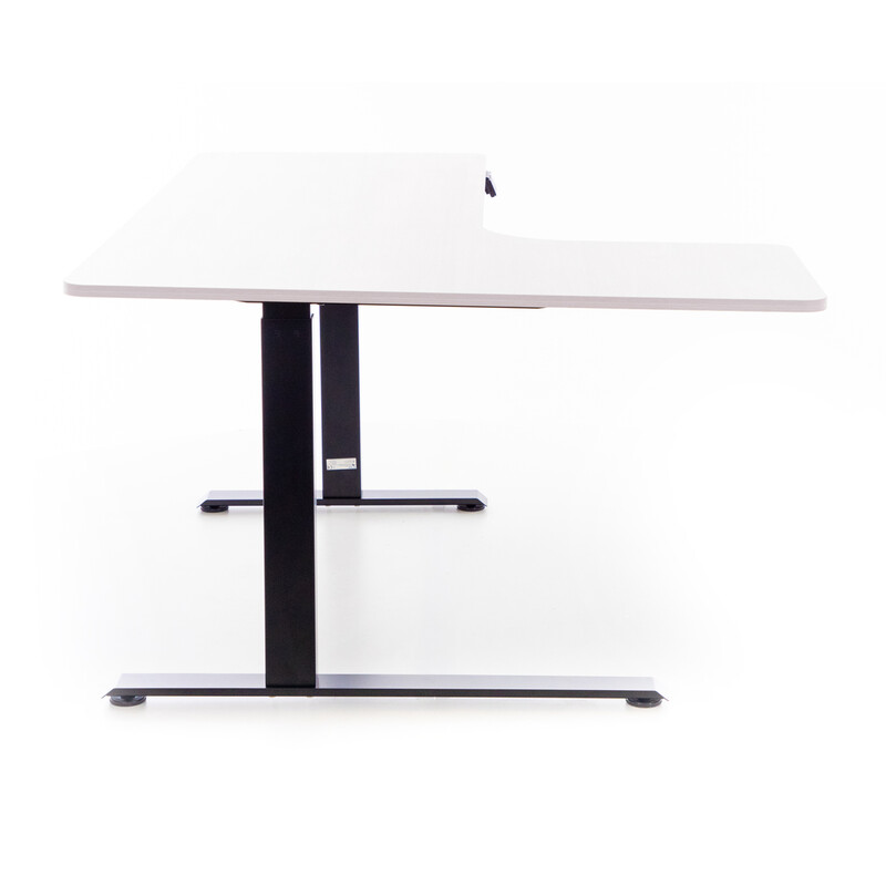 Výškově nastavitelný stůl UNIZDRAV 160x110 cm, bílý – levý roh