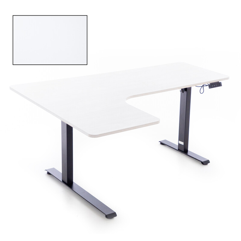 Výškově nastavitelný stůl UNIZDRAV 160x110 cm, bílý – levý roh