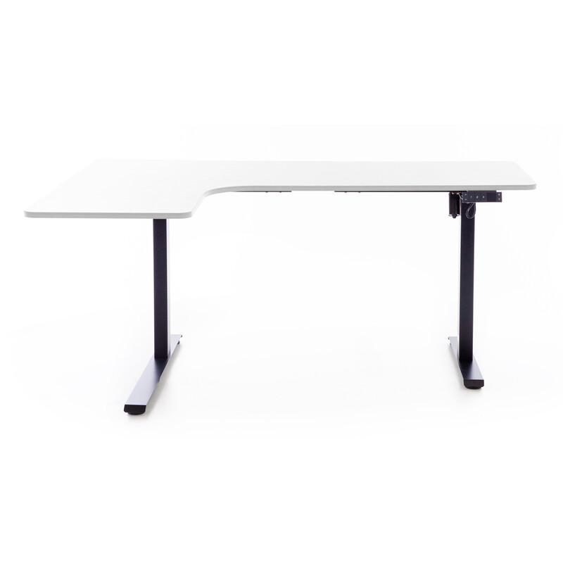 Výškově nastavitelný stůl UNIZDRAV 160x110 cm, bílý – levý roh