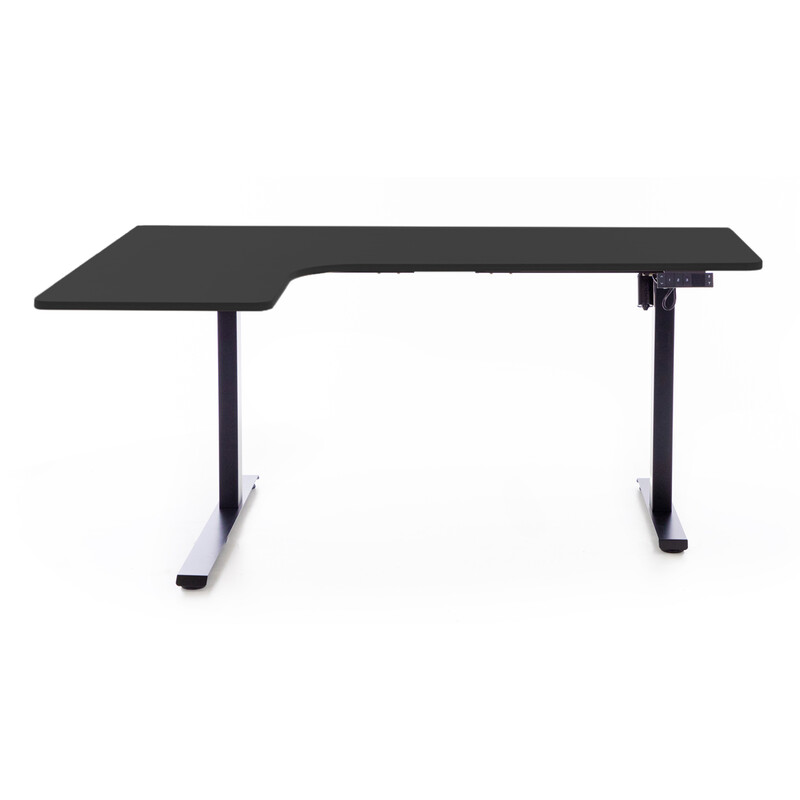 Výškově nastavitelný stůl UNIZDRAV 160x110 cm, černý – levý roh