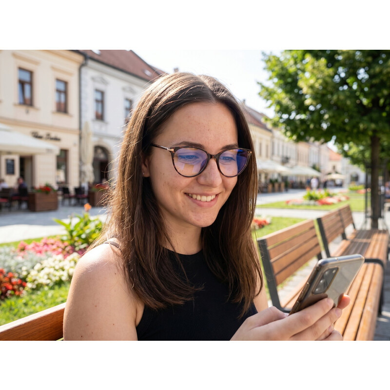 Brýle proti modrému světlu UNIZDRAV Urban Style + pouzdro, sáček a testovací sada