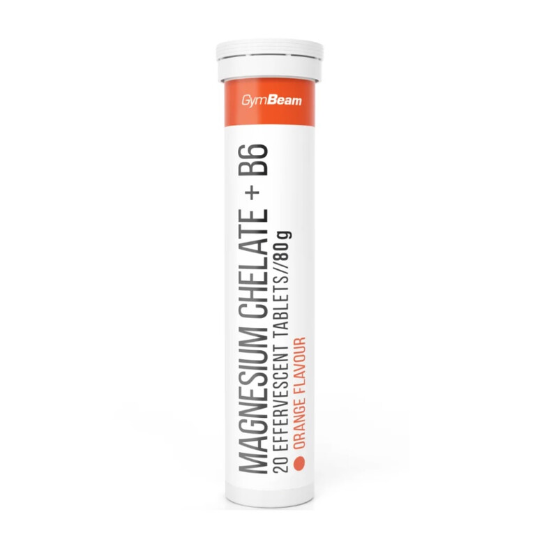 Magnesium chelát + B6 pomeranč – šumivé tablety GymBeam, 20 tablet