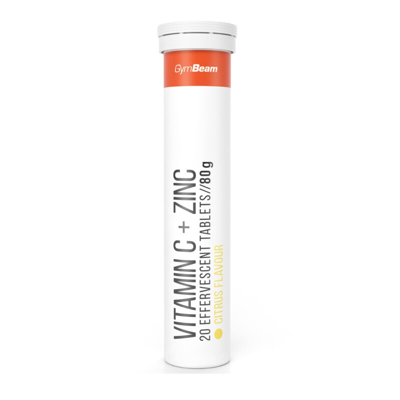 Vitamin C + zinek citrus – šumivé tablety GymBeam, 20 tablet