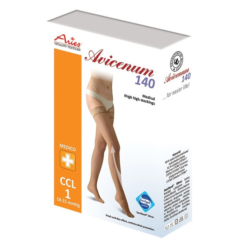 Avicenum 140 DEN - stehenní punčochy se samodržící krajkou, tělové