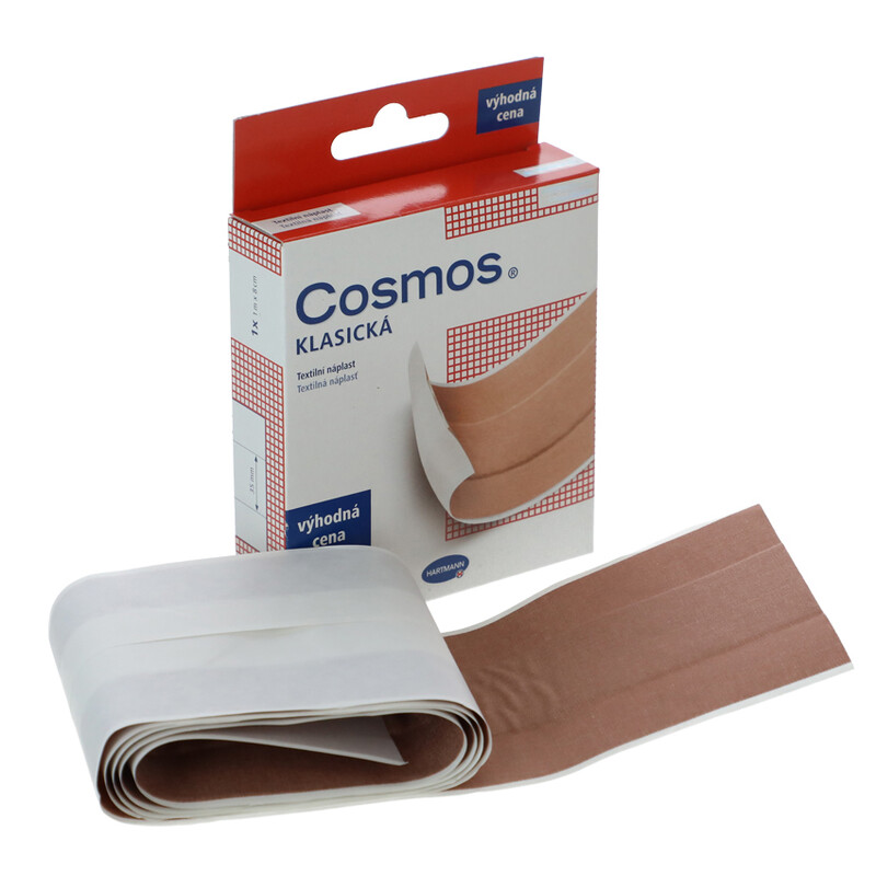 Cosmos Klasická textilní náplast na rány, 1 x 6 cm x 1 m